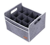 Wine Carrier, Felt Wines Bag, 14.96x12.6x10.63 Inches Gray Extra-Thick Foldable Organizer, Reinforced Handles, Secure Bottle Dividers for Break-Free Transport, Travel Tote Beer Champagne Liquor