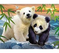 Wingkin Kreuzstich Stickpackungen Tiere Eisbär und Panda 11CT Erwachsene Sticken Set,DIY Stickbilder Vorgedruckt Kreuzstich für Anfänger Home Decor （40x50cm ）