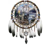 Wingkin Kreuzstich Stickpackungen traumfänger tier wolf 11CT Erwachsene Sticken Set,DIY Stickbilder Vorgedruckt Kreuzstich für Anfänger Home Decor （40x50cm ）