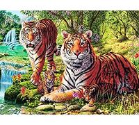 Wingkin Kreuzstich Stickpackungen Waldtier Tiger F 11CT Erwachsene Sticken Set,DIY Stickbilder Vorgedruckt Kreuzstich für Anfänger Home Decor （40x50cm ）
