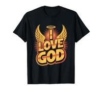 Wings Halo Divine I Love God Text-Grafik Preisgünstiges Grafik-T-Shirt