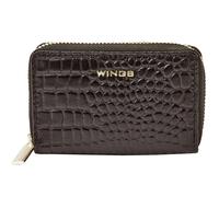 WINGS Kleine Damen-Geldbörse aus echtem Leder mit Reißverschluss CROCO BLACK Schwarz