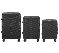 Wings Koffer Hartschale | Reisekoffer & Trolleys | Ultraleicht Rollkoffer mit Rollen | Koffer Trolley Handgepäck | Hartschalenkoffer Mit Schloss | für Flugzeug (Schwarz, Set 3)