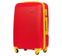 Wings x Jagiellonia Mittelgroßer Koffer M 66cm ABS+ Hartschalenkoffer 4 Rollen Zahlenschloss Rot Gelb