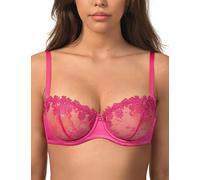 Wingslove Damen Blumen Spitzen BH Floraler Bügel-BH Soft Unlined Bralette Lace Bra Crop Top mit Spitze Mesh Lila-rosa 38D/85D