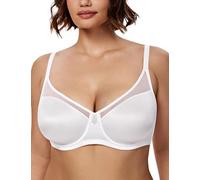 Wingslove Damen Minimizer BH mit Bügel Große Größen T-Shirt BHS Vollschale Nahtlos Bra Ungepolstert Komfort Seamless Bustier für Große Brüste Weiß 90F