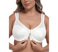 Wingslove Minimizer BH Damen Ohne Bügel Große Größen Starker Halt T- Shirt Bra mit Vorderverschluss Seamless Bustier für Große Brüste Weiß 90D