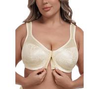 Wingslove Minimizer BH Damen Ohne Bügel Große Größen Starker Halt T- Shirt Bra mit Vorderverschluss Seamless Bustier für Große Brüste Beige 90E