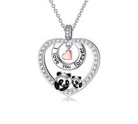WINNICACA Panda Halskette Damen Schmuck Sterling Silber Schöne Tier Herz Anhänger Ich liebe dich Für immer Schmuck für Frauen Frau Tochter Panda Liebhaber