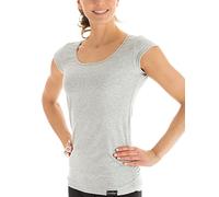 T-Shirt WINSHAPE "WTR4", Damen, Gr. M, grau (grau melange), 48% Baumwolle, 48% Polyester, 4% Elasthan, Rundhals, Kurzarm, Shirts, kurzarm (35423744-M) grau melange