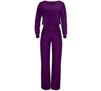 Jumpsuit WINSHAPE "JS101LSC", Damen, Gr. M, Normalgrößen, lila (schwarz plum), 85% Polyester, 15% Elasthan, Rundhals, Overalls Jumpsuit, Functional Comfort (79863918-M) schwarz plum