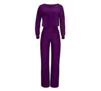 Winshape Damen Functional Comfort Jumpsuit JS101LSC, Comfort Style, Fitness Freizeit Yoga Pilates, Dark-Plum