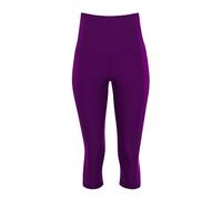 Leggings WINSHAPE "3/4 Functional Comfort HWL217C", Damen, Gr. XS, Normalgrößen, lila (schwarz plum), 85% Polyester, 15% Elasthan, Hosen Leggings, mit V-Shape Applikation und Core-Bund (21263104-XS) s