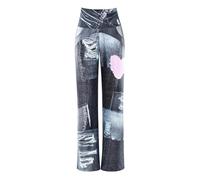 Sporthose WINSHAPE "Functional Comfort Wide Leg Pants CUL105C", Damen, Gr. XS, Normalgrößen, patchwork grau, 85% Polyester, 15% Elasthan, Hosen Sporthose, mit Patchwork-Print (17953067-XS) patchwork g