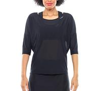 WINSHAPE Damen Functional Light 3/4-arm Mesh-dance Top Dt107 Leicht Transparent T-Shirt, Schwarz, XL EU