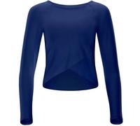 Langarmshirt WINSHAPE "Cropped Functional Light and Soft", Damen, Gr. XXL, blau (dunkelblau), 85% Polyester, 15% Elasthan, Rundhals, Shirts Langarmshirt, Overlap-Applikation (61110733-XXL)