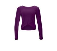 WINSHAPE Damen Functional Light and Soft Cropped Long Sleeve Top Aet131ls Mit Overlap-Applikation Yoga-Shirt, Dark-Plum, XL EU