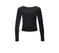 Winshape Damen Functional Light and Soft Cropped Long Sleeve Top Aet131ls Mit Overlap-Applikation Yoga-Shirt, Schwarz, XS EU