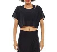Oversize-Shirt WINSHAPE "DT106", Damen, Gr. XS, schwarz (schwarz, mesh), 80% Polyester, 20% Elasthan, U-Boot-Ausschnitt, Kurzarm, Shirts Oversize Shirt T-Shirt, Mesh (37335504-XS) schwarz, mesh