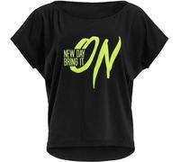 WINSHAPE Damen Kurzarmshirt Ultra Light mit Glitzer-Druck MCT002 (MCT002-GN-GE) M schwarz/glitzer/neon gelb