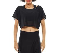 Oversize-Shirt WINSHAPE "DT106", Damen, Gr. XS, schwarz (schwarz, mesh), 80% Polyester, 20% Elasthan, U-Boot-Ausschnitt, Kurzarm, Shirts Oversize Shirt T-Shirt, Mesh (37335504-XS) schwarz, mesh