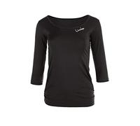 WINSHAPE Damen Super Leichtes Figurbetontes Functional 3/4-arm Aet107, Skinny Fit, Slim Style ¾-arm Shirt, Schwarz, XS EU