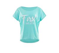 WINSHAPE Damen Ultra Leichtes Modal-kurzarmshirt Mct002 Mit Weißem Glitzer-aufdruck „first Need Coffee” T-Shirt, Mint-weiss, 3XL EU