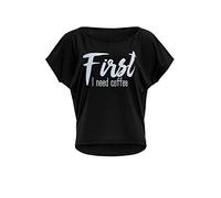 WINSHAPE Damen Ultra Leichtes Modal-kurzarmshirt Mct002 Mit Weißem Glitzer-aufdruck „first Need Coffee” T-Shirt, Schwarz-weiss-glitzer, S EU