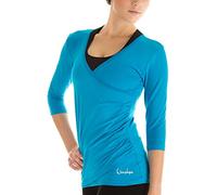 WINSHAPE Damen Ws3 In Wickeloptik 3/4-arm Shirt, Türkis, XS EU
