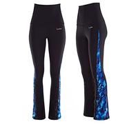 WINSHAPE Functional Power Shape Boot Cut Leggings “High Waist” BCHWL109, Blue rainflowers, Slim Style, XS