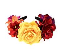 Winslet Blumen Stirnband Hochzeit Haarkranz Krone - Frauen Mädchen Blumenkranz Haare für Hochzeit Party (Rot Rose)