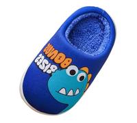 Winter Baumwolle Hausschuhe Kinder Weiche Wärme Plüsch Pantoffeln mit Memory Foam rutschfeste Atmungsaktive Hausschlappen Cartoon Dinosaurier Backless-Slipper Kinder 24-35 Geschenke Mädchen Jungen
