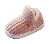 Winter-Baumwollhausschuhe für Mädchen Jungen, einfach warm rutschfest, für den Innenbereich, Plüsch-Baumwollschuhe Hausschuhe Warm (1-f-Rosa, 34)