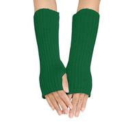 Winter Einfarbig Gestrickte Handschuhe Wärmer Winter Gestrickte Fingerlose Fäustlinge Strick Kurzer Armstulpen Lange Pulswärmer Hand-Stulpen Handwärmer Strickhandschuhe Handstulpen (a-Green, One Size)