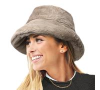 Winter Flauschige Faux Fur Bucket Hats für Damen - Animal Print und Vintage Retro Solid Style