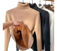 Winter Fleece Thick Knitted Bottoming Shirt, 2023 Casual Thick Turtleneck Sweater Soft Thermal for Women (Oatmeal,M)