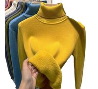 Winter Fleece Thick Knitted Bottoming Shirt, 2023 Casual Thick Turtleneck Sweater Soft Thermal for Women (Yellow,XXL)
