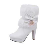 Winter Frauen Stiefel Weihnachten Stiefeletten High Heels Damen Schuhe Warme Kurze Winterstiefel Schnee Stiefel Party Hochzeit Schuhe Outdoor Thermostiefel