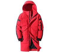 Winter Herren Daunenjacke Kapuze Mode Lange Daunenmantel Männer Winddicht Wasserdicht Dicke Warme Herrenbekleidung Lange Parka, rot, XXXL