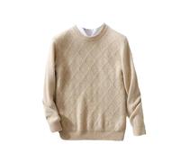 Winter Herren Pullover mit Rundhalsausschnitt Rautenform Kaschmir Strickpullover, 4, XL