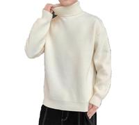 Winter Kaschmir-Pullover Herren Lockerer Rollkragen Strickpullover Dicker Warmer Strickpullover, weiß, XL
