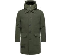 Trenchcoat STONE HARBOUR "Thiagoo XX", Herren, Gr. L (52), olivgrün, Obermaterial 1: 95% Polyester, 3% Viskose, 2% Elasthan; Obermaterial 2: 100% Polyester; Innenfutter: 100% Polyester; Wattierung: 10