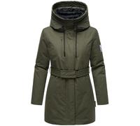 Winter Kurzmantel mit Taillengürtel "Eishauch 14" Dark Olive S