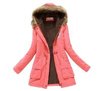 Winter Mantel Frauen,Winterjacke Damen Mit Fell Wintermantel Damen Lang Winterjacke Parka Kuscheliger Outdoorjacke Einfarbig Kapuzenmantel Warm Steppjacke Damenwinterjacke