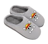 Winter Pantoffeln Roronoa Zoro ONE Piece Anime Hausschuhe Slip on Bequeme Haus Pantoletten Mules rutschfest Slipper Indoor Outdoor Für Damen Herren,Skull,41/43 EU