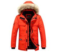 Winter Parka Jacken männlich Casual warm Dicker mit Kapuze Pelzkragen männliche Jacke Männer Winddichte Mantel Plus Größe 6XL Orange red M