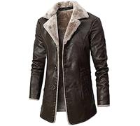 Winter Pelz Mit Kapuze Herren Lammfellmantel Herren Pelzmantel Lange Military Style Schaffell Lederjacke (Color : Brown, Size : L)