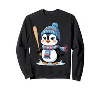 Winter-Pinguin mit Mütze und Baseballschläger Illustration Sweatshirt