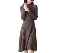 Winter Pullover Kleider für Frauen Wolle Strickkleid für Frauen Lange Stil Knielang Pullover, coffee, L