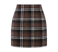 Winter Rock, Minirock Damen Kurz Kariert Skirt - Winter Mini Rock Winterrock Herbst Wollrock Tweed Strickrock Bleistiftrock Röcke Pencil Midirock Cordrock Kaffee